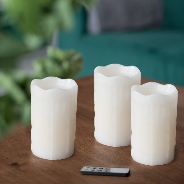 Komplet 3 sveč LED z daljinskim upravljalnikom DecoKing Drip, višina 12,5 cm-image-3