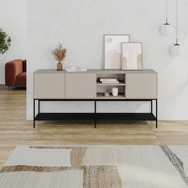 Črna/kremno bela komoda 180x80x40 cm Amira – Marckeric-image-1