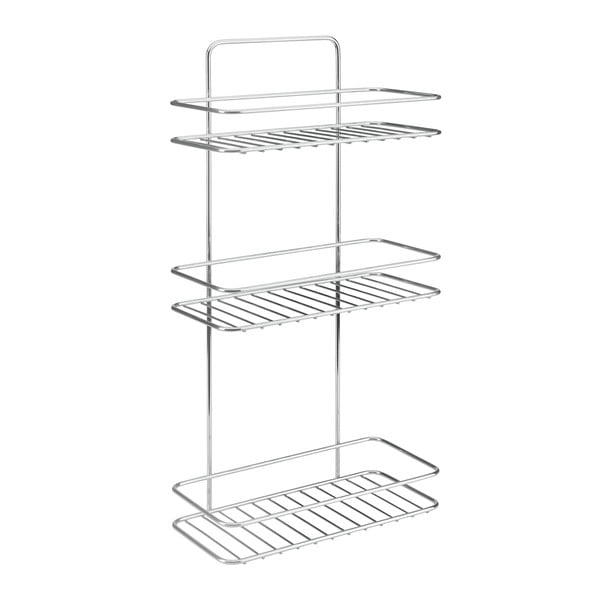 Jeklena viseča kopalniška polica v sijajno srebrni barvi z namestitvijo brez vrtanja Luxy – Metaltex