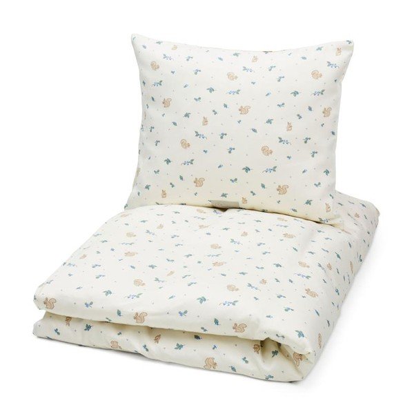 Kremno bela enojna otroška posteljnina iz organskega bombaža 140x200 cm Blueberries – Cam Cam Copenhagen