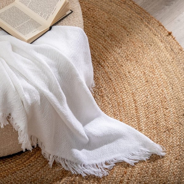 Belo pregrinjalo iz recikliranega bombaža 260x280 cm Spike – Ixia-image-1