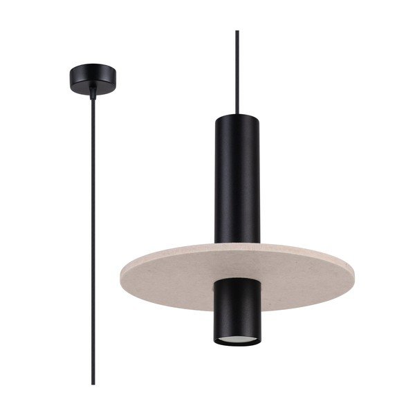 Črna/bež kovinska viseča svetilka ø 30 cm Olisa – Sollux-image-4