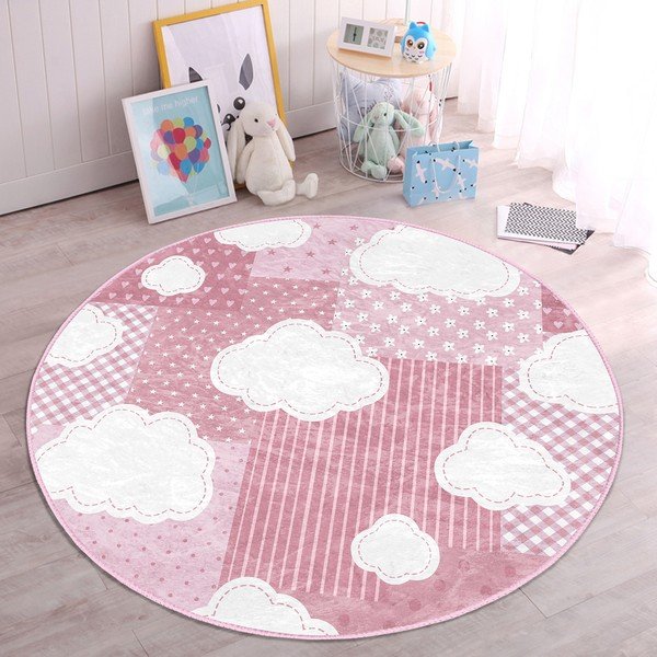 Rožnata otroška preproga ø 100 cm Comfort – Mila Home-image-4