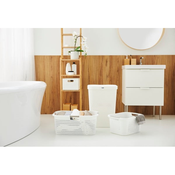 Bel plastični koš za perilo 55 L Country - Rotho-image-3