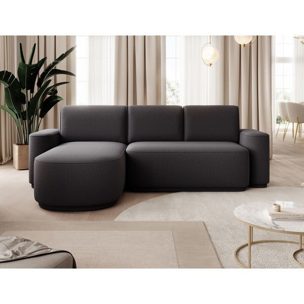 Temno siva raztegljiva/s prostorom za shranjevanje kotna sedežna garnitura iz šenilje (levi kot/z ležalnikom) Aurumm – ELTAP-image-1