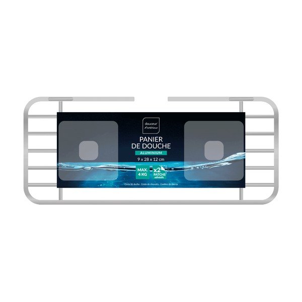 Aluminijasta kopalniška polica v sijajno srebrni barvi z namestitvijo brez vrtanja Filaire Aluminium – douceur d'intérieur-image-2