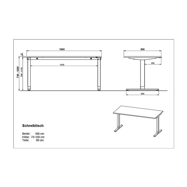 Električna dvižna pisalna miza z mizno ploščo v hrastovem dekorju 80x160 cm Lissabon – Germania-image-3
