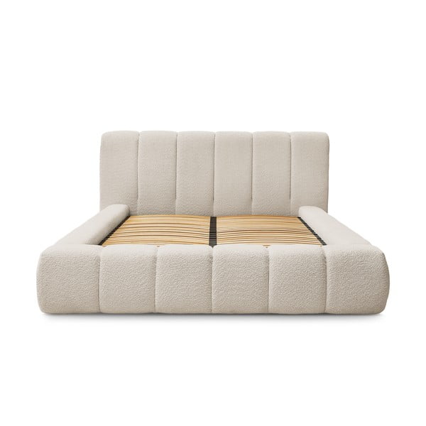 Bež oblazinjena zakonska postelja s prostorom za shranjevanje z letvenim dnom 180x200 cm Denali – Bobochic Paris-image-3