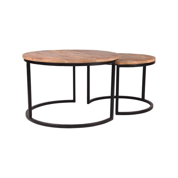 Komplet 2 stranskih mizic iz mangovega lesa LABEL51 Coffee, ⌀ 50 cm in ⌀ 70 cm-image-4