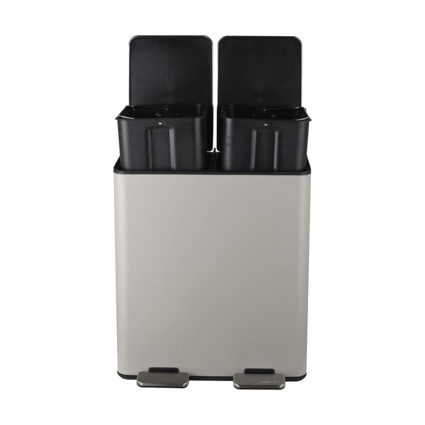 Sivorjav jeklen koš za smeti za ločevanje odpadkov s pedalom 2x20 l Aliya – Spirella-image-2