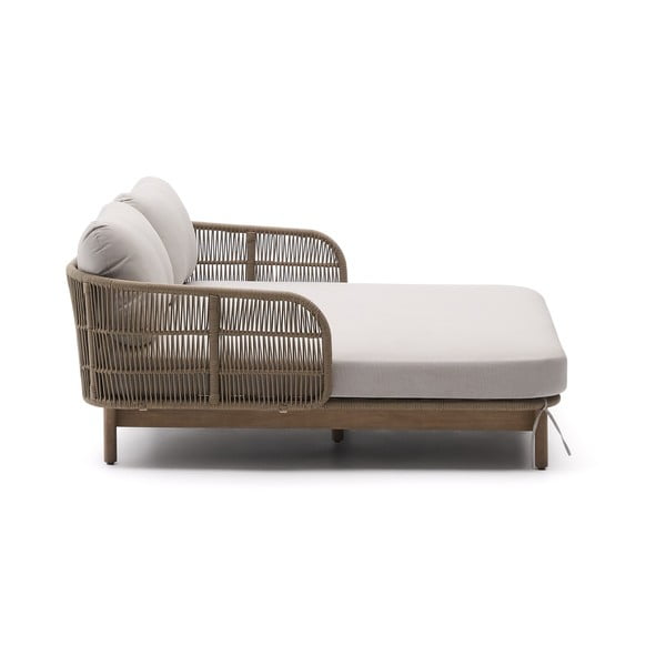 Kremno bel/v naravni barvi vrtni ležalnik iz masivnega lesa dvosed Catalina – Kave Home-image-3