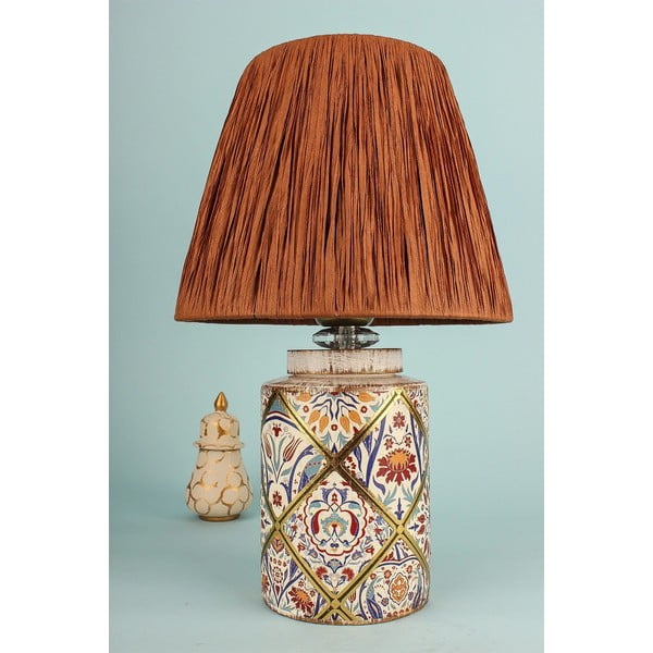 Namizna svetilka v barvi terakote s senčilom iz papirnatega prepleta (višina 40 cm) Alev – Opviq lights-image-1
