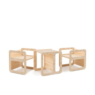Leseni otroški stoli v kompletu 3 kos Natural - Little Nice Things