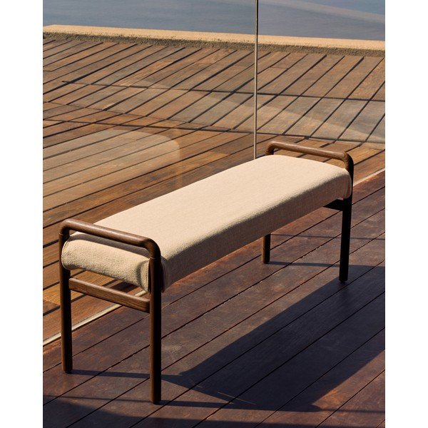 Kremno bela/naravna klop iz šenilje Macaret – Kave Home-image-1