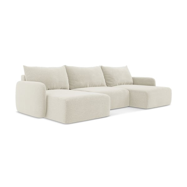 Kremno bela raztegljiva/s prostorom za shranjevanje kotna sedežna garnitura Kalena – Makamii-image-1