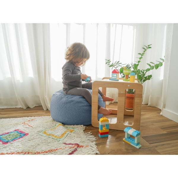 Siv otroški tabure iz tkanine bouclé Blue – Really Nice Things-image-1