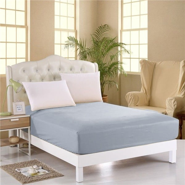 Svetlo modra neelastična rjuha za zakonsko posteljo Purreo Muneco, 160 x 200 cm