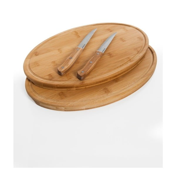 Komplet 2 bambusovih desk za rezanje s steak nožem Bambum Molida