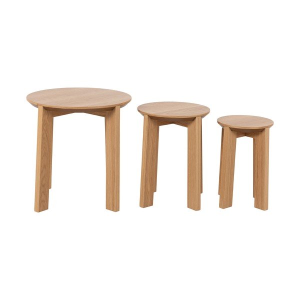 Okrogle mizice v hrastovem dekorju v kompletu 3 kos ø 50 cm Maxime - Actona-image-4