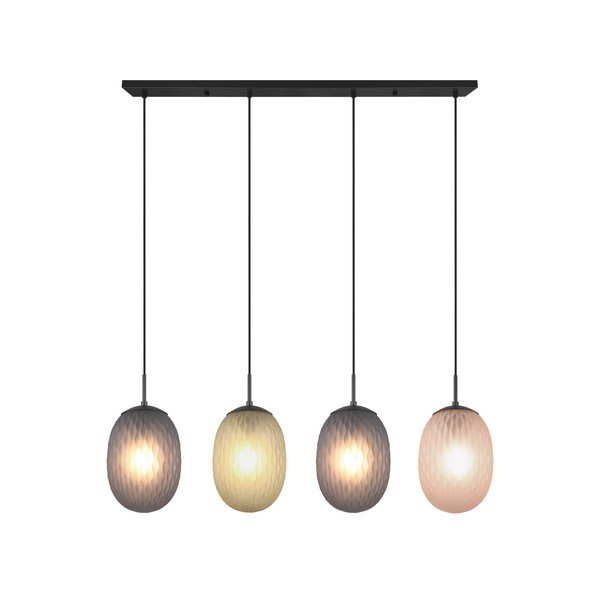 Mat črna viseča svetilka s steklenim senčilom Facette – Trio-image-4