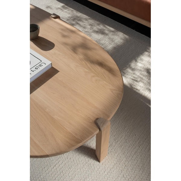 Klubska mizica iz masivnega hrasta v naravni barvi 100x180 cm Kulin – Gazzda-image-4