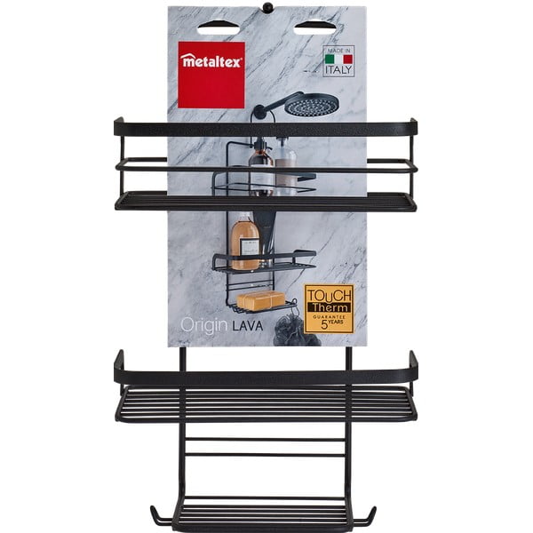 Črna viseča kopalniška polica Metaltex Origin Lava-image-2