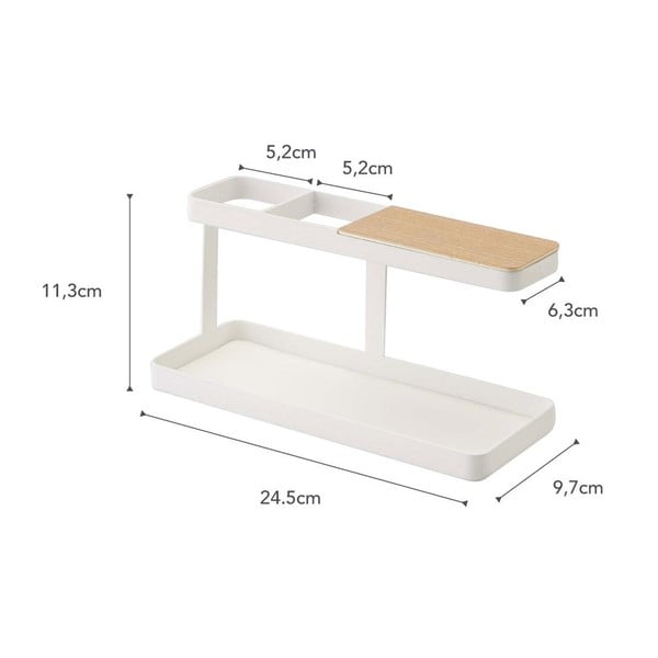 Belo večnamensko stojalo z detalji iz bukovega lesa YAMAZAKI Tower Desk Bar-image-2