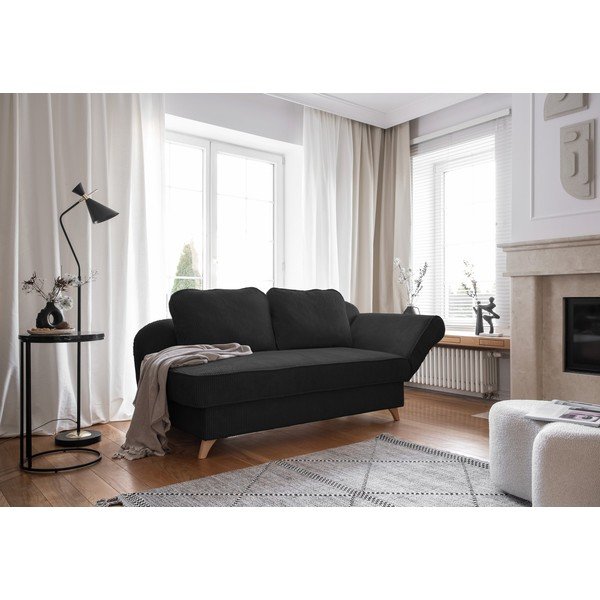 Antracitno siv ležalnik iz rebrastega žameta (desni kot) Chic Charlotte – Miuform-image-4