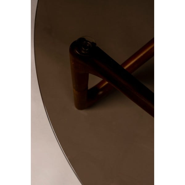 Rjava okrogla mizica s stekleno mizno ploščo ø 80 cm Naia – Dutchbone-image-3