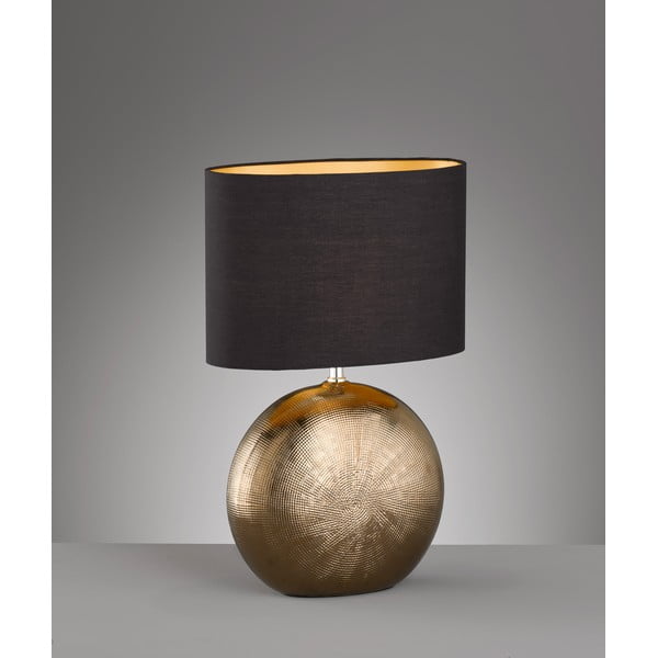 Bronasto-črna keramična namizna svetilka s tekstilnim senčilom (višina 53 cm) Foro – Fischer & Honsel-image-1