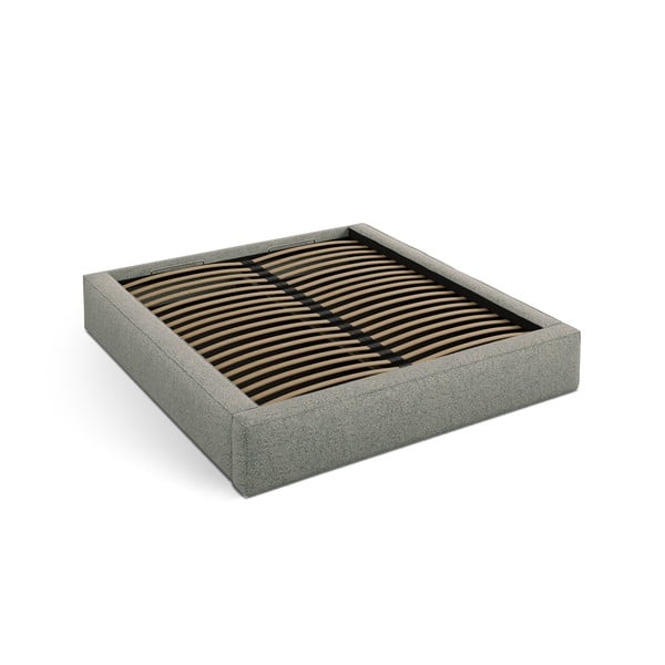 Zelena oblazinjena zakonska postelja s prostorom za shranjevanje z letvenim dnom 200x200 cm Simon Olivia – Micadoni -image-2