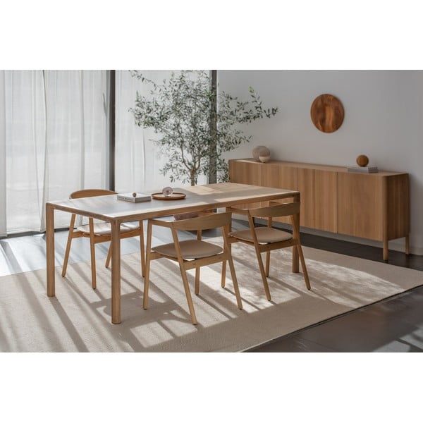 Jedilni stol iz masivnega hrastovega lesa s sivim sedežem Gazzda Muna-image-3