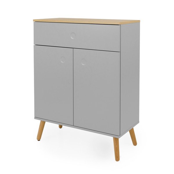 Siva komoda z nogami iz hrastovega lesa Tenzo Dot, širina 79 cm-image-1