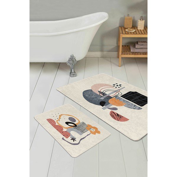 Bež žametne kopalniške preproge v kompletu 2 ks 60x100 cm – Mila Home-image-1