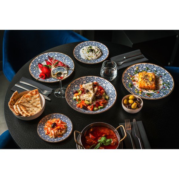 Bel/moder desertni porcelanast krožnik ø 21 cm Azul – BonBistro-image-4
