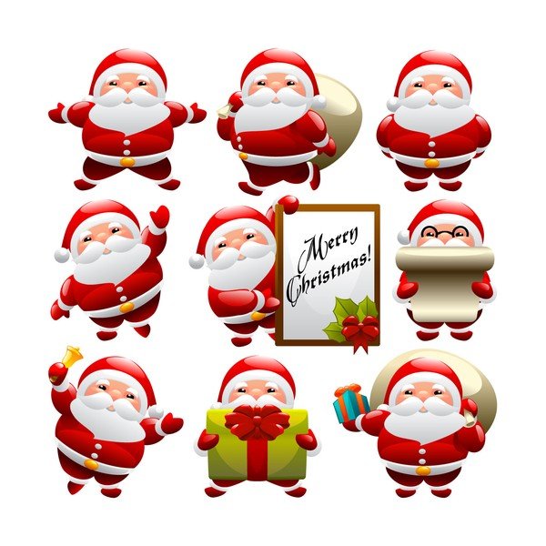 Komplet 9 nalepk Ambiance Funny Santa Claus Christmas-image-1