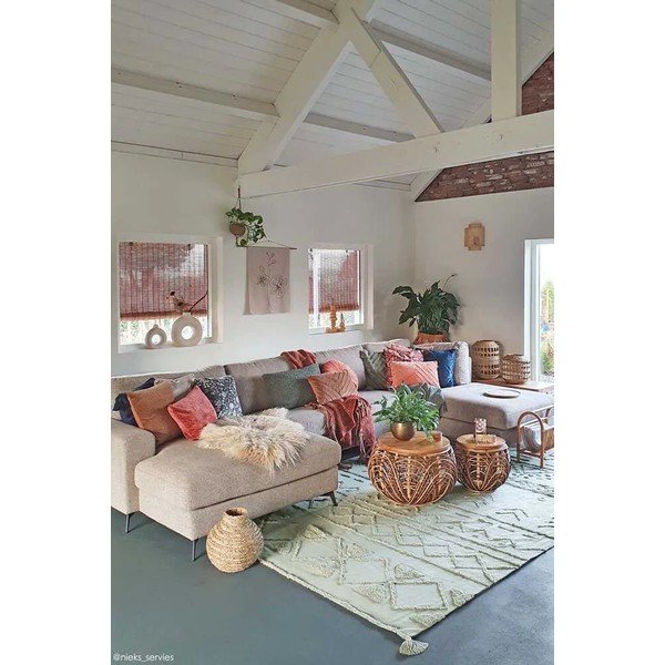 Svetlo zelena pralna ročno tkana bombažna preproga 170x240 cm Tribu Olive – Lorena Canals-image-4