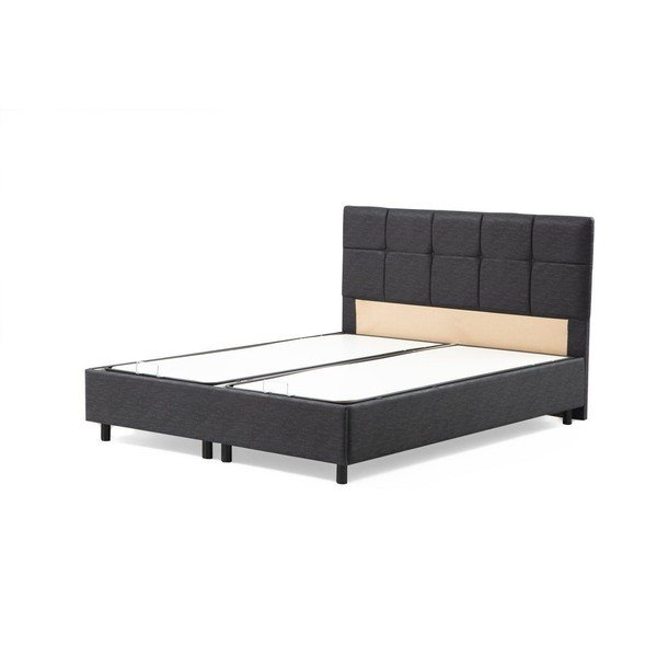 Antracitno siva oblazinjena postelja s prostorom za shranjevanje z letvenim dnom 120x200 cm Vitalia – Kalune Design