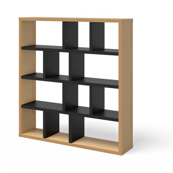 Črn/naraven regal v hrastovem dekorju 150x159 cm Berlin – TemaHome-image-2