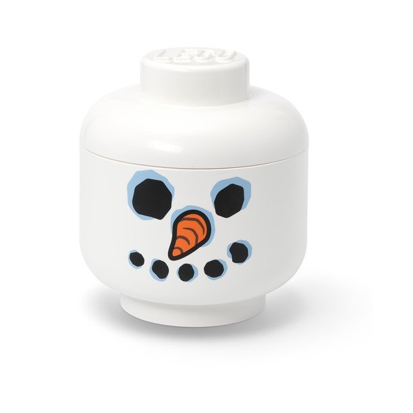 Bela plastična otroška škatla za shranjevanje ø 24x27 cm Head Snowman L – LEGO®