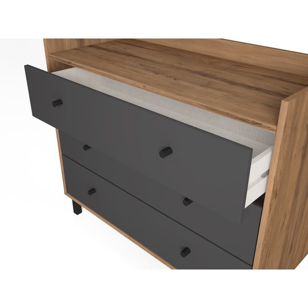 Siva nizka komoda iz orehovega dekorja 92x75 cm Malta - Marckeric-image-3
