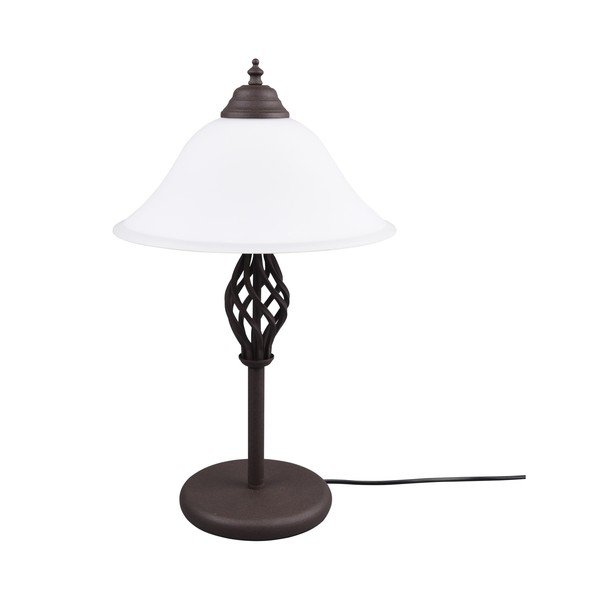 Temno rjava namizna svetilka s steklenim senčilom (višina 50 cm) Rustica – Trio