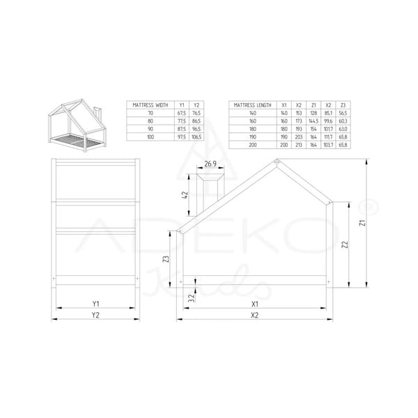 Postelja hiška iz borovega lesa Adeko Mila DMS, 80 x 160 cm-image-3