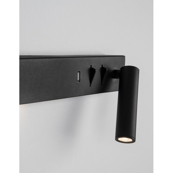 Mat črna kovinska LED stenska svetilka z upogljivo konstrukcijo/z USB priključkom Vida – Nova Luce-image-1