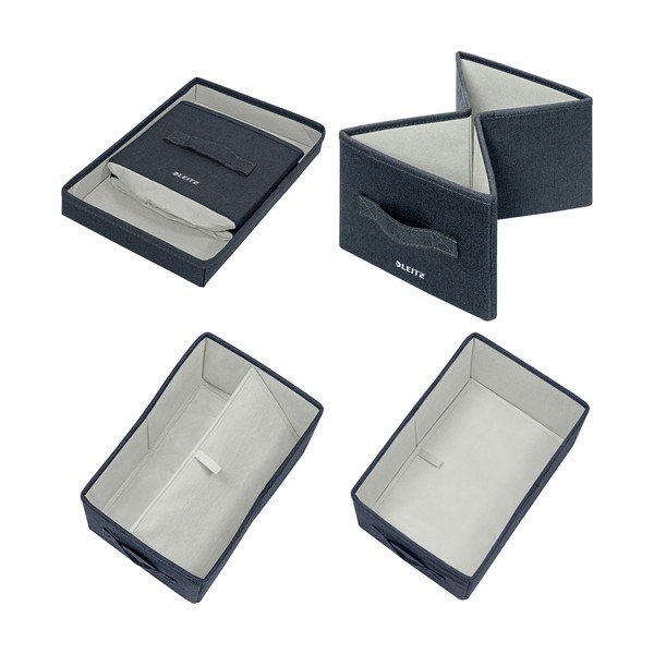 Temno sive tekstilne škatle za shranjevanje v kompletu 2 ks s pokrovom 19x28.5x16 cm – Leitz-image-4