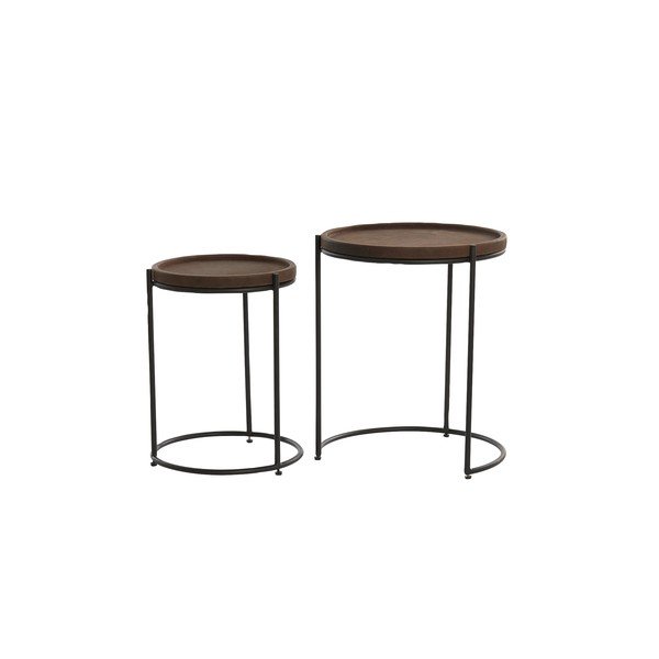 Usnjene okrogle stranske mizice v kompletu 2 kos ø 53 cm Jairo - Light & Living-image-4