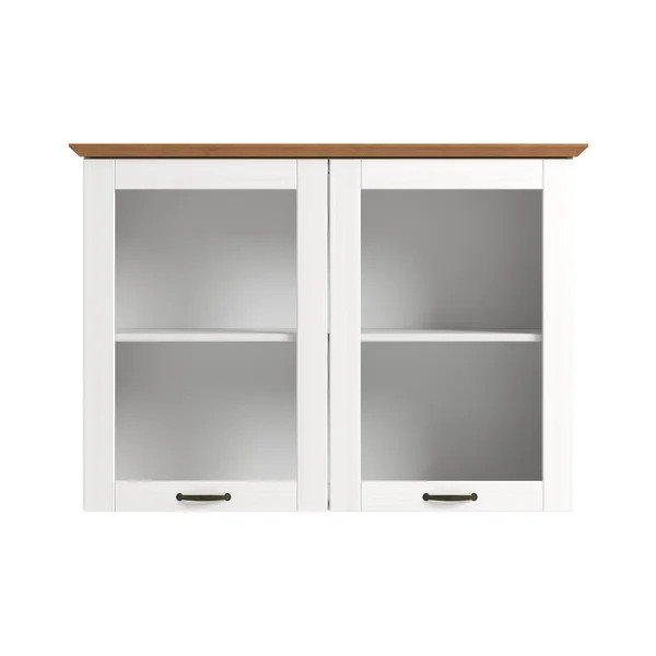 Bela/jantarna stenska vitrina iz masivnega bora 105x80x35 cm Teramo – Støraa