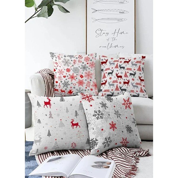 Prevleke za blazino v kompletu 4 ks z božičnim motivom 43x43 cm Merry Christmas – Mila Home-image-2