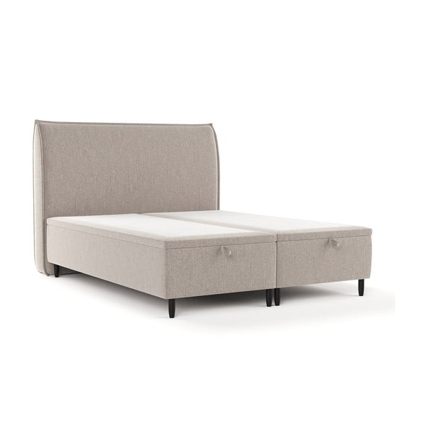 Sivo-bež oblazinjena zakonska postelja s prostorom za shranjevanje 180x200 cm Pearl – Maison de Rêve
