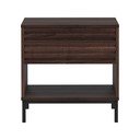 Temno rjava nočna omarica z mizno ploščo v orehovem dekorju Celine – Støraa